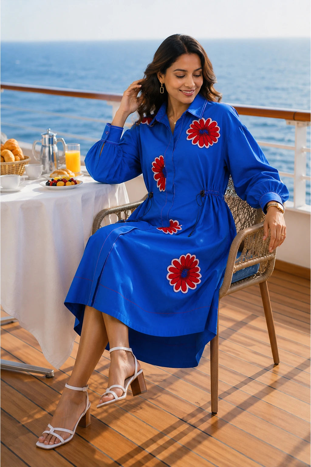 Brielle Dress with Floral Embroidery
