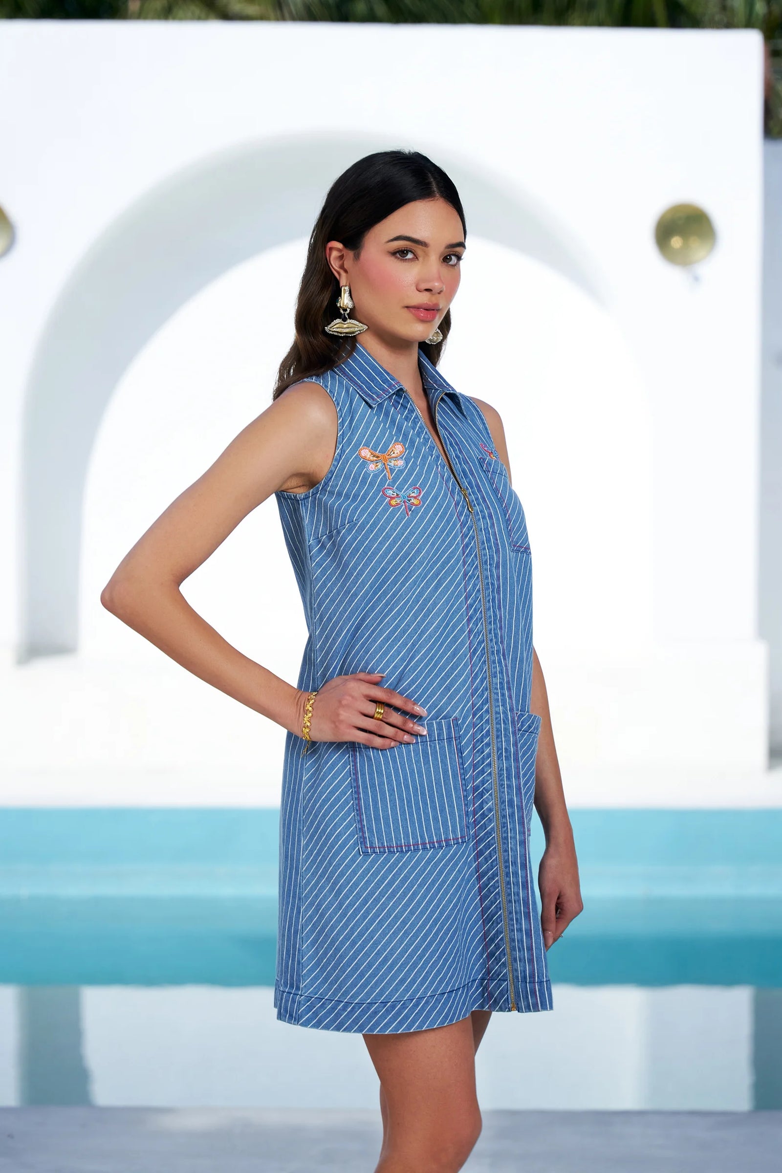 blue dragonfly dress Dragonfly Lace-up Back Midi Dress Blue