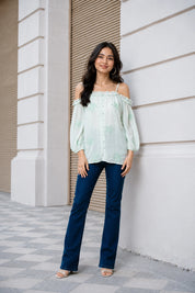 Sea Green Off Shoulder Top