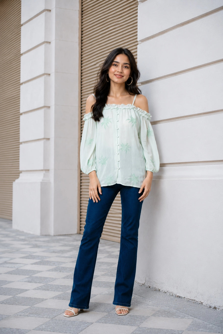Sea Green Off Shoulder Top
