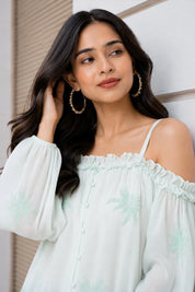 Sea Green Off Shoulder Top