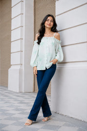 Sea Green Off Shoulder Top