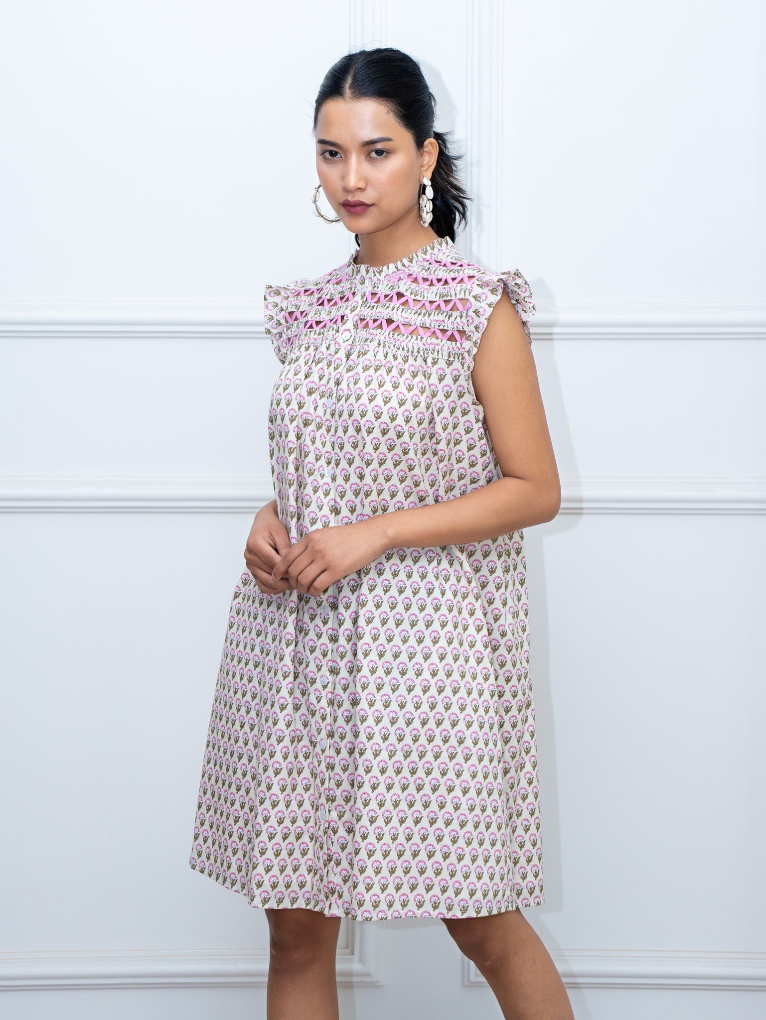Triangle Yoke  Print Dress