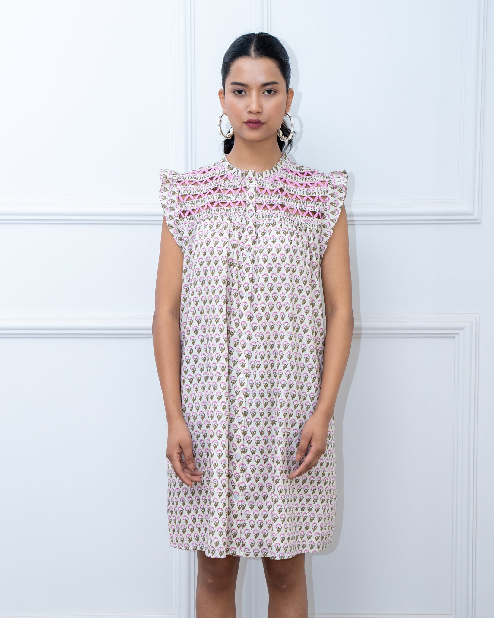 Triangle Yoke  Print Dress