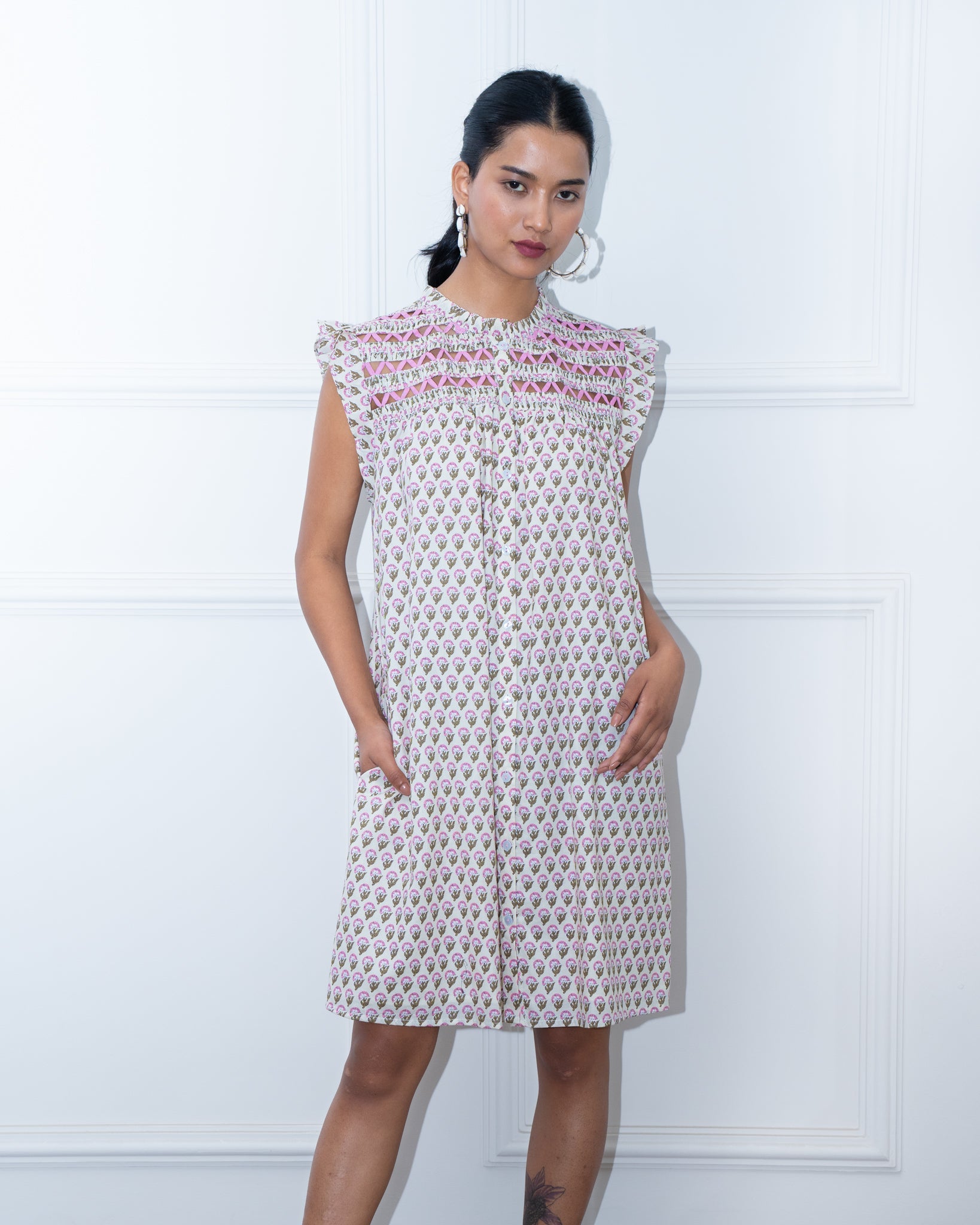Triangle Yoke  Print Dress